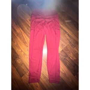 90 Degree By Reflex Women's M Red Ankle Length Leggings Activewear